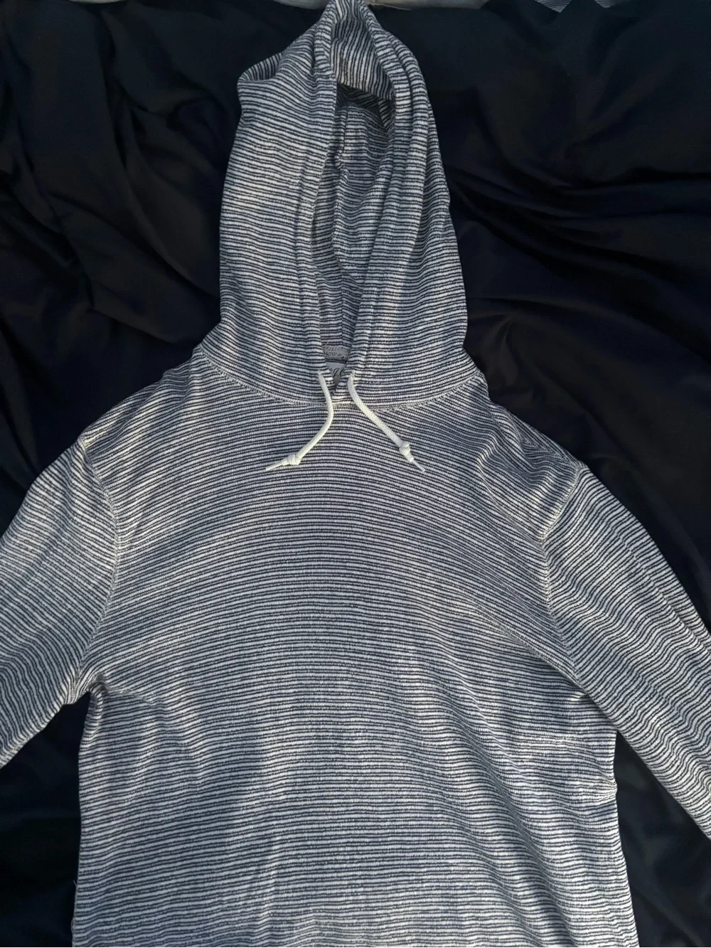 J. Crew Navy and White Striped Hooded Pullover